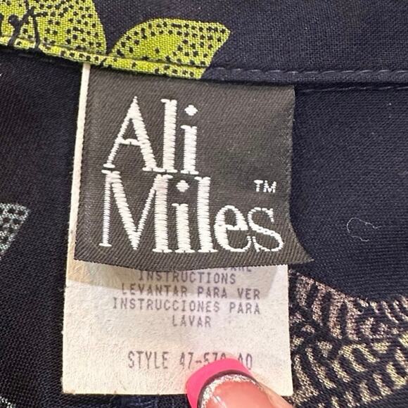 VTG Ali Miles SZ 14 Rayon USA Art-to-wear Button Down Tunic Blouse Geometric - Picture 7 of 16